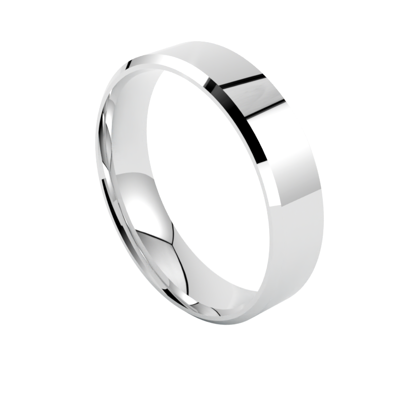 klasyczna płaska fazowana obrączka ślubna platyna 950 szerokość 5,50 mm